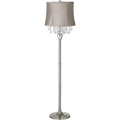 360 Lighting Modern Floor Lamp Standing 62 1/2" Tall Brushed Nickel Silver Crystals Taupe Gray Drum Shade For Living Room Bedroom Office House Home 3 360 Lighting Modern Floor Lamp Standing 62 1/2" Tall Brushed Nickel Silver Crystals Taupe Gray Drum Shade For Living Room Bedroom Office House Home
