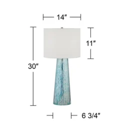 360 Lighting Marcus Modern Table Lamps 30" Tall Set Of 2 Mercury Glass Column White Drum Shade For Bedroom Living Room Bedside Nightstand Office Home -360 Lighting GUEST a62fbce6 979a 48be b7a5 ebc4700d0c01