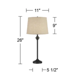 360 Lighting Lynn 26" Tall Skinny Buffet Modern Table Lamps Set Of 2 Black Finish Metal Burlap Linen Shade Living Room Bedroom Bedside Nightstand -360 Lighting GUEST a89cb32b e58a 46c1 8c11 c000375cb8f6