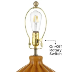 360 Lighting Gordy 21" High Small Mid Century Modern Country Cottage Accent Table Lamp Spice Brown Finish Ceramic Single Living Room Bedroom -360 Lighting GUEST aa552bc3 f8fb 41c9 b7e6 56d3ca256a07