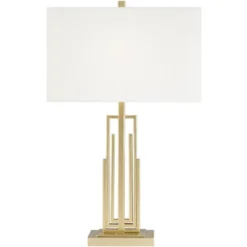 360 Lighting Sonia Modern Table Lamps 29 1/2" Tall Set Of 2 Gold Metal With Dual USB Charging Ports White Rectangular Shade For Bedroom Living Room -360 Lighting GUEST aa9df019 6779 4458 b0fb e2101a1996ee