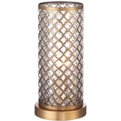 360 Lighting Modern Accent Table Lamp 12" High Brass Metal Lattice Outer Mercury Glass Inner Shade For Bedroom Bedside Nightstand -360 Lighting GUEST ab8625f1 e51c 4293 89d5 21473b85d00f
