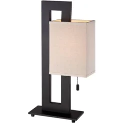 360 Lighting Modern Accent Table Lamp 20.5" High Espresso Bronze Floating Rectangular Oatmeal Box Shade For Living Room Family Bedroom -360 Lighting GUEST ac848454 bab0 491c 928b 4188f4e8ef6b 1