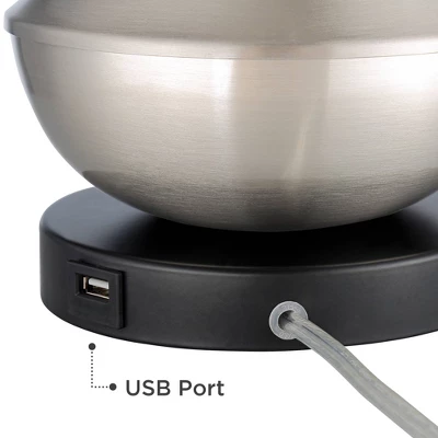 360 Lighting Simon Modern Accent Table Lamps Set Of 2 21" High Silver With USB Charging Port White Glass Dome Shade For Bedroom Living Room House Desk 6 360 Lighting Simon Modern Accent Table Lamps Set Of 2 21" High Silver With USB Charging Port White Glass Dome Shade For Bedroom Living Room House Desk - Image 4