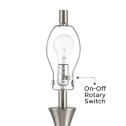 360 Lighting Koncave 24 1/2" High Modern Table Lamps Set Of 2 Silver Brushed Nickel Finish Metal White Shade Living Room Bedroom Bedside Nightstand -360 Lighting GUEST accdd3ca 0517 4d6e 92ed 405e1b37b14c