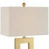 360 Lighting Marshall Modern Table Lamp With White Marble Riser 30" Tall Champagne Gold Oatmeal Shade For Bedroom Living Room Bedside Nightstand House