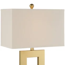 360 Lighting Marshall Modern Table Lamp With White Marble Riser 30" Tall Champagne Gold Oatmeal Shade For Bedroom Living Room Bedside Nightstand House