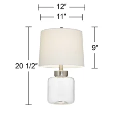 360 Lighting Coastal Accent Table Lamp With Table Top Dimmer Fillable 20.5" High Clear Glass Canister Off White Drum For Living Room Bedroom -360 Lighting GUEST ad63cec7 89dc 446d a745 b62fde8a0465