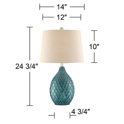 360 Lighting Kate 24 3/4" High Farmhouse Rustic Modern Table Lamps Set Of 2 Sea Foam Ceramic Living Room Bedroom Oatmeal Shade (Colors May Vary) 5 360 Lighting Kate 24 3/4" High Farmhouse Rustic Modern Table Lamps Set Of 2 Sea Foam Ceramic Living Room Bedroom Oatmeal Shade (Colors May Vary) - Image 3