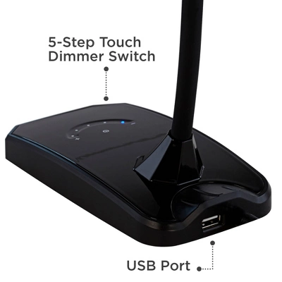 360 Lighting Ricky 13 3/4" High Small Modern Desk Lamps Set Of 2 USB Ports LED Gooseneck Black Home Office Living Room Charging Bedroom Bedside 6 360 Lighting Ricky 13 3/4" High Small Modern Desk Lamps Set Of 2 USB Ports LED Gooseneck Black Home Office Living Room Charging Bedroom Bedside - Image 4