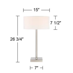 360 Lighting Andre 26 3/4" Tall Mid Century Modern Table Lamps Set Of 2 USB Port AC Power Outlet Silver Finish Metal White Shade Living Room Charging -360 Lighting GUEST aecb2008 6584 4164 ae28 bc2c92085d85