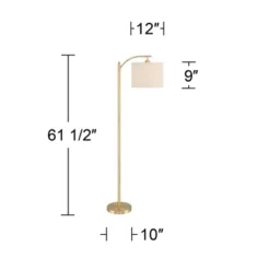 360 Lighting Rayna Farmhouse Rustic 61 1/2" Tall Standing Floor Lamps Set Of 2 Lights Downbridge Arc Foot Switch Metal Warm Gold Finish Living Room -360 Lighting GUEST af1afc37 fe6e 4fde 979f 264b7e28671e