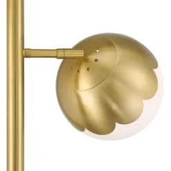 360 Lighting Kelowna Mid Century Modern 67" Tall Standing Floor Lamp Skinny Tree 3-Light Gold Metal Antique Brass Finish Living Room Globe White Shade -360 Lighting GUEST af90d1c3 1d42 4278 8ce0 4a6afea72bb3