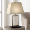 360 Lighting Modern Accent Table Lamp 22 3/4" High Brushed Nickel Open Geometric Metal Rectangular Linen Fabric Shade For Bedroom Living Room House -360 Lighting GUEST af9a5928 be2f 4ee4 b337 f06f3bcc3357