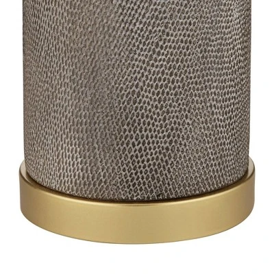 360 Lighting Gilson Modern Table Lamps 24 1/2" High Set Of 2 Gray Glaze Ceramic White Drum Shade For Bedroom Living Room Bedside Nightstand Office 7 360 Lighting Gilson Modern Table Lamps 24 1/2" High Set Of 2 Gray Glaze Ceramic White Drum Shade For Bedroom Living Room Bedside Nightstand Office - Image 5