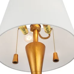 360 Lighting Sterling 27 3/4" Tall Modern Table Lamp Pull Chain Gold Finish Marble Single White Shade Living Room Bedroom Bedside Nightstand House -360 Lighting GUEST b0b8c54e 1210 45f3 83a5 2baf9c442273