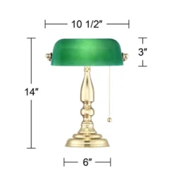 360 Lighting Hammond 14" High Small Traditional Bankers Desk Lamps Set Of 2 Gold Polished Brass Plated Finish Metal Home Office Living Room Bedroom -360 Lighting GUEST b17631ae fe0e 4a88 8bb2 ec678c76dadd