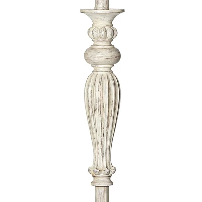 360 Lighting Vintage Chic Floor Lamp 60" Tall Antique White Washed Ivory Brocade Fabric Bell Shade For Living Room Reading Bedroom Office 6 360 Lighting Vintage Chic Floor Lamp 60" Tall Antique White Washed Ivory Brocade Fabric Bell Shade For Living Room Reading Bedroom Office - Image 4