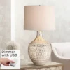 360 Lighting Modern Table Lamp 28" Tall With USB Charging Port Mercury Glass Off White Drum Shade For Bedroom Living Room House Home Bedside Office -360 Lighting GUEST b2266365 dd23 48ac 8332 724b9616caac
