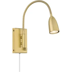 360 Lighting Lido Mid Century Modern Wall Lamp Warm Gold Plug-in 2 1/4" Fixture Adjustable Gooseneck For Bedroom Reading Living Room Hallway House -360 Lighting GUEST b2f6640e 7dc4 40ab ba26 72fbc63a70fc