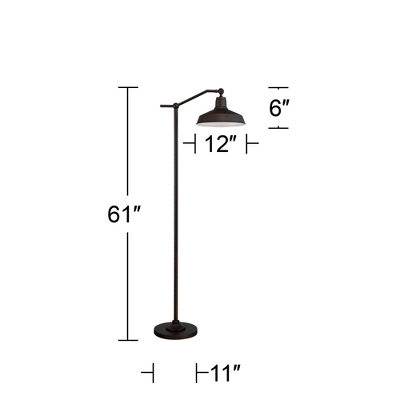 360 Lighting Kayne Rustic Farmhouse Floor Lamp Standing 61" Tall Satin Bronze Metal Downbridge Shade For Living Room Reading Bedroom Office House Home 8 360 Lighting Kayne Rustic Farmhouse Floor Lamp Standing 61" Tall Satin Bronze Metal Downbridge Shade For Living Room Reading Bedroom Office House Home - Image 6