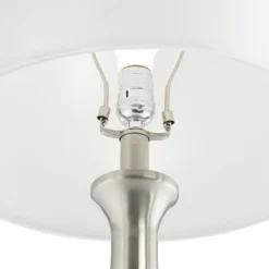 360 Lighting Karl Modern Table Lamps 27 1/2" Tall Set Of 2 Brushed Nickel With USB And Outlet White Drum Shade For Bedroom Living Room House Bedside -360 Lighting GUEST b3279e5f 7d96 44c0 9545 ae96556e681a