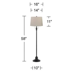 360 Lighting Dyna Traditional 58" Tall 2-Light Standing Floor Lamp Skinny Pole Pull Chain Black Finish Living Room Bedroom House Burlap Taupe Shade -360 Lighting GUEST b34edbb5 946c 4f35 a945 0b71ef0bbbbe