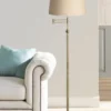 360 Lighting Modern Floor Lamp Adjustable Swing Arm 70" Tall Antique Brass Burlap Drum Shade For Living Room Reading Bedroom Office -360 Lighting GUEST b376ac93 ad49 43e0 9414 0d4999cb3859