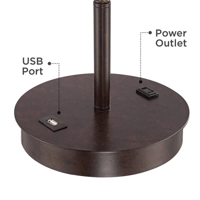 360 Lighting Modern Accent Table Lamp With USB And AC Power Outlet 23 1/2" High Bronze Fabric Drum Shade For Bedroom Living Room House Desk Bedside 6 360 Lighting Modern Accent Table Lamp With USB And AC Power Outlet 23 1/2" High Bronze Fabric Drum Shade For Bedroom Living Room House Desk Bedside - Image 4