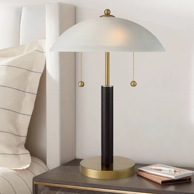 360 Lighting Mid Century Modern Desk Lamp 19 1/2" High Brown Wood White Frosted Glass Dome Shade For Bedroom Living Room Office 3 360 Lighting Mid Century Modern Desk Lamp 19 1/2" High Brown Wood White Frosted Glass Dome Shade For Bedroom Living Room Office