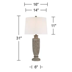 360 Lighting Lockland 31" Tall Column Large Traditional End Table Lamp Antique Brown Finish Single White Shade Living Room Bedroom Bedside Nightstand -360 Lighting GUEST b52d4081 9fd1 4197 8813 b93da17784c7