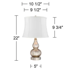 360 Lighting Castine Modern Accent Table Lamps 22" High Set Of 2 Mercury Glass With USB Charging Port White Softback Shade For Living Room House Desk -360 Lighting GUEST b5cc2e60 6fde 422f 9691 95200e8d8949