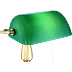 360 Lighting Hammond Traditional Piano Banker Desk Lamp 14" High Brass Plating Green Glass Shade For Bedroom Bedside Nightstand Office Kids House Home -360 Lighting GUEST b669f6bc df64 435f 98c3 9dd4f54e7cb9