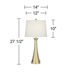 360 Lighting Karl 27 1/2" Tall Modern Table Lamps Set Of 2 Full Range Dimmer USB Port Gold Metal Living Room Charging Bedroom Bedside White Shade -360 Lighting GUEST b7818130 db39 487d bff4 f65af5ff18da