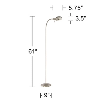 360 Lighting Modern Task Floor Lamp With USB Charging Port 61" Tall Satin Nickel Adjustable Gooseneck Arm For Living Room Reading 9 360 Lighting Modern Task Floor Lamp With USB Charging Port 61" Tall Satin Nickel Adjustable Gooseneck Arm For Living Room Reading - Image 7