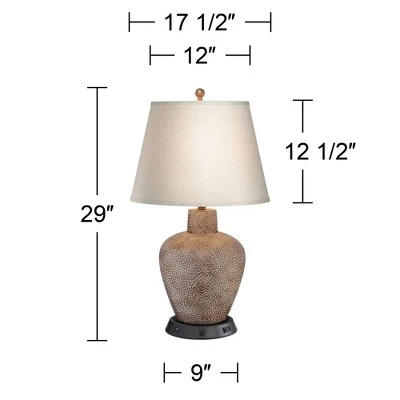 360 Lighting Bentley Rustic Farmhouse Table Lamp 29" Tall Brown Leaf With Dimmable USB Workstation Base Off White Empire Shade For Bedroom Living Room 3 360 Lighting Bentley Rustic Farmhouse Table Lamp 29" Tall Brown Leaf With Dimmable USB Workstation Base Off White Empire Shade For Bedroom Living Room