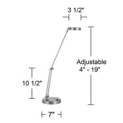 360 Lighting Jarrett 19" High Small Modern Desk Lamps Set Of 2 Adjustable LED Silver Satin Nickel Finish Metal Home Office Living Room Bedroom Bedside 5 360 Lighting Jarrett 19" High Small Modern Desk Lamps Set Of 2 Adjustable LED Silver Satin Nickel Finish Metal Home Office Living Room Bedroom Bedside - Image 3