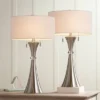 360 Lighting Rachel Modern Table Lamps 28" Tall Set Of 2 Concave Column Hourglass Metal White Drum Shade For Bedroom Living Room Bedside Nightstand -360 Lighting GUEST bad4b801 bfdc 47e6 b1a3 054d79dc1bad