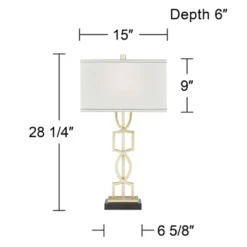 360 Lighting Modern Table Lamps 28 1/4" Tall Set Of 2 Gold Metal White Rectangular Shade For Living Room Bedroom House Bedside -360 Lighting GUEST bbd0f20c 8f20 4595 860e 6150af8bd0be