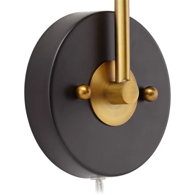 360 Lighting Venice Mid Century Modern Wall Lamps Set Of 2 Matte Black Brass Plug-in 6 1/4" Light Fixture Cone Shade For Bedroom Reading Living Room 4 360 Lighting Venice Mid Century Modern Wall Lamps Set Of 2 Matte Black Brass Plug-in 6 1/4" Light Fixture Cone Shade For Bedroom Reading Living Room - Image 2