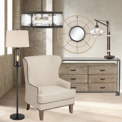 360 Lighting Marcel Rustic Farmhouse Floor Lamp 64" Tall Black Metal With LED Nightlight Natural Linen Drum Shade For Living Room Bedroom Office House 16 360 Lighting Marcel Rustic Farmhouse Floor Lamp 64" Tall Black Metal With LED Nightlight Natural Linen Drum Shade For Living Room Bedroom Office House -360 Lighting GUEST bca77418 0f36 4fa4 8d86 2d7570175bff