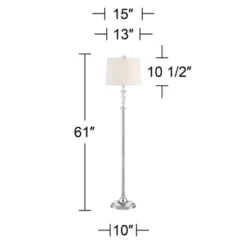 360 Lighting Montrose Modern Floor Lamps 61" Tall Set Of 2 Polished Steel Crystal Glass White Fabric Drum Shade For Living Room Bedroom Office House -360 Lighting GUEST bda5a96c 667b 4fd7 9d71 768207758958