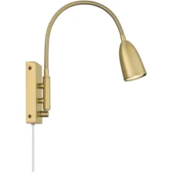 360 Lighting Lido Mid Century Modern Wall Lamp Warm Gold Plug-in 2 1/4" Fixture Adjustable Gooseneck For Bedroom Reading Living Room Hallway House -360 Lighting GUEST bdbf4a74 79f0 4402 9b61 d13b7c5037ce