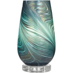 360 Lighting Carmen Modern Coastal Accent Table Lamps 12 1/2" High Set Of 2 Green Art Glass Shade For Bedroom Bedside Nightstand Office -360 Lighting GUEST beb1cd8b e3eb 40ee 80e2 b74c369dda15