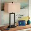 360 Lighting Todd Modern Table Lamp 30" Tall Bronze Rectangular With USB And AC Power Outlet In Base Oatmeal Fabric Shade For Living Room Office House -360 Lighting GUEST befdda9d ddab 4e62 b511 1eeff5fd531b