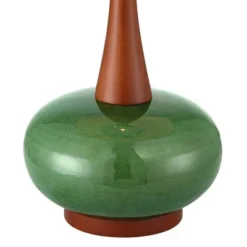 360 Lighting Andi 25" High Mid Century Modern Table Lamp Green Ceramic Wood Single White Shade Living Room Bedroom Bedside Nightstand Colors May Vary -360 Lighting GUEST c11c88e9 65fb 4c9b 9870 575bbe88b947