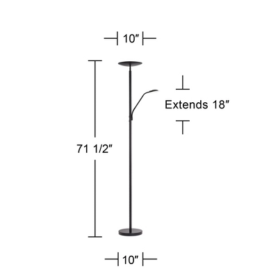 360 Lighting Modern Floor Lamp With Reading Light LED 71.5" Tall Decker Black Metal Acrylic Diffuser For Living Room Reading Office 10 360 Lighting Modern Floor Lamp With Reading Light LED 71.5" Tall Decker Black Metal Acrylic Diffuser For Living Room Reading Office - Image 8