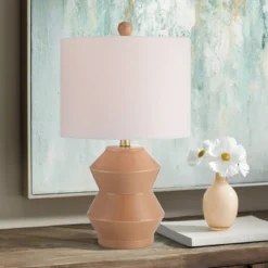 360 Lighting Tatum 22 1/4" High Small Geometric Mid Century Modern Accent Table Lamp Red Clay Glaze Finish Ceramic Single Living Room Bedroom