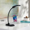 360 Lighting Ricky Modern Desk Lamp 13 3/4" High Black With USB Charging Port LED Gooseneck Touch On Off Dimmer For Bedroom Bedside Office House Desk