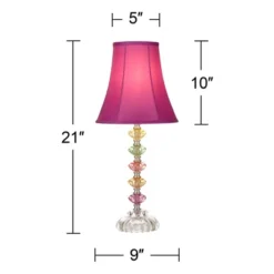 360 Lighting Bohemian Country Cottage Accent Table Lamps 21" High Set Of 2 Orchid Stacked Glass Off White Bell Shade For Bedroom Living Room Bedside -360 Lighting GUEST c69ba407 93a5 47b3 b367 cae21b6034de